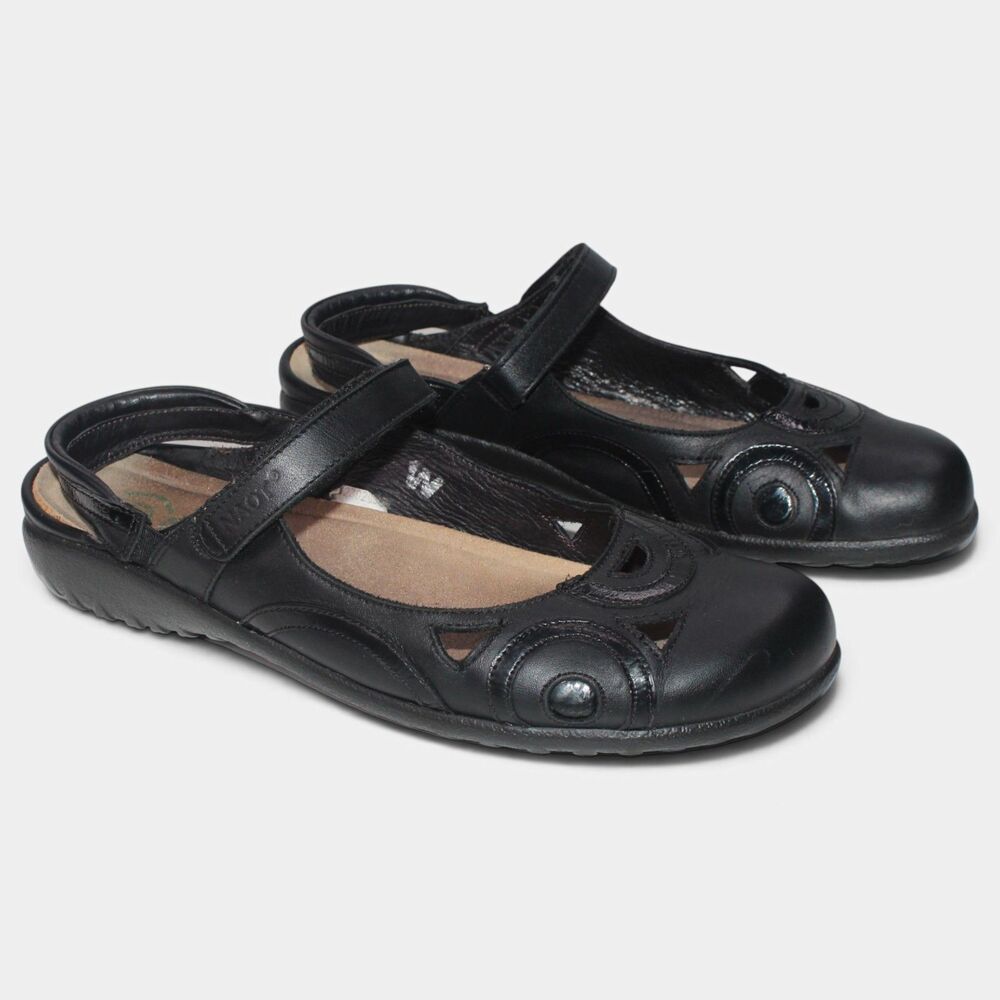 Naot Rongo Black Leather Mary Jane Slingback Shoes Women's 11 EU 42
